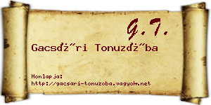 Gacsári Tonuzóba névjegykártya